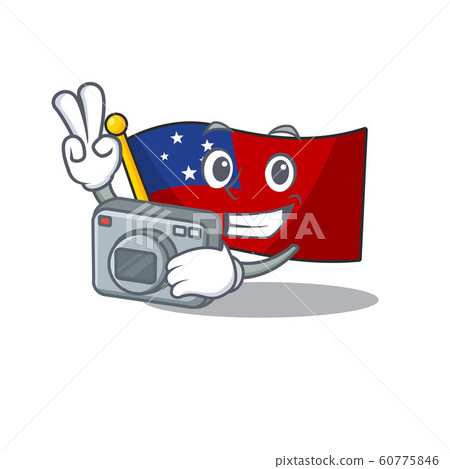 a professional Photographer flag samoa Scroll mascot style with a camera 60775846