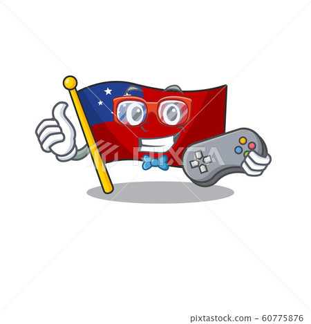 Funny geek gamer flag samoa Scroll cartoon character style 60775876