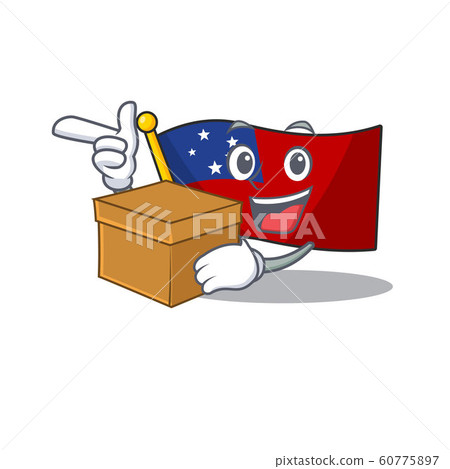 Flag samoa Scroll cartoon character bringing a box 60775897