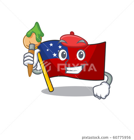 Funny flag samoa Scroll Artist cartoon character holding brush Funny flag samoa Scroll Artist cartoon character holding brush 60775956
