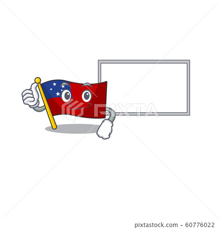 cute flag samoa Scroll cartoon character Thumbs up with board 60776022