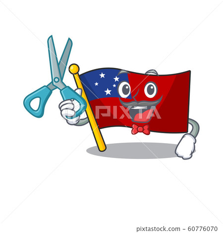 Funny Barber flag samoa Scroll cartoon character design style 60776070