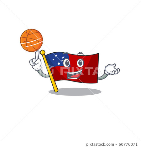 An icon of flag samoa Scroll cartoon character playing basketball 60776071