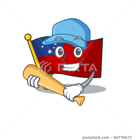 Cool flag samoa Scroll cartoon character design with baseball 60776072