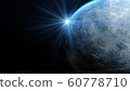 Planet earth from the space at night. Sunrise illuminate the earth in outer space. Elements of this image furnished by NASA - 3d illustration 60778710