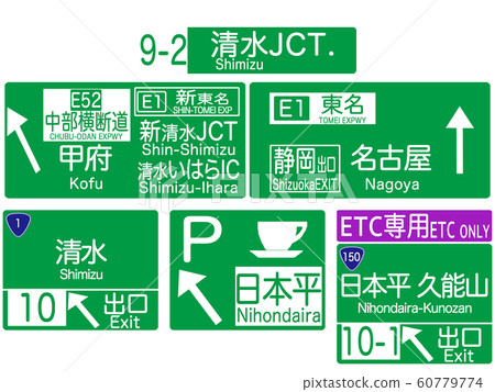 東名高速公路標牌集合06_清水JCT平野山，日本 60779774