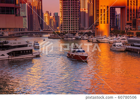 Dubai Marina at sunset 60780506