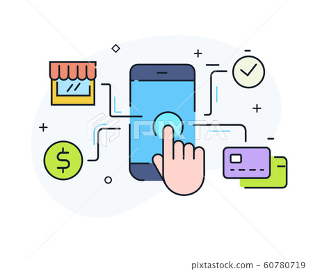 Mobile commerce, online shopping. Achieving goals 60780719