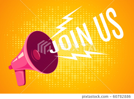 Retro megaphone on yellow background Retro megaphone on yellow background 60782886