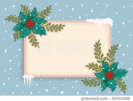 Vector retro postcard with Christmas plants Vector retro postcard with Christmas plants 60782889