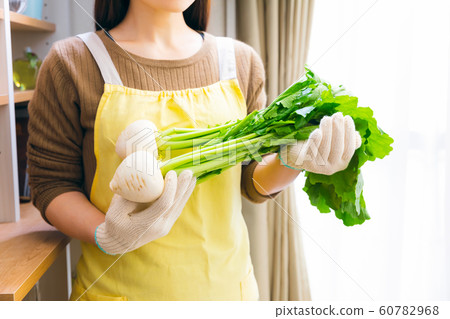 蘿蔔廚房花園領域收穫的女人 60782968