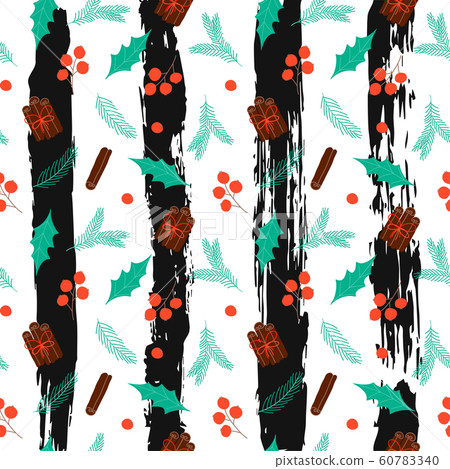 Seamless pattern with Christmas elements - Stock Illustration [60783340 ...