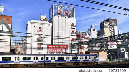 在日本的東京都市風景我看澀谷的酒店鎮 60783509