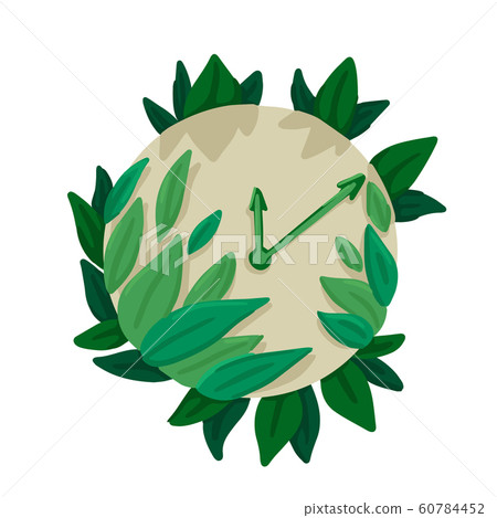Time icon Watch with leaves of plants. Vector isolated drawing illustration Time icon Watch with leaves of plants. Vector isolated drawing illustration 60784452