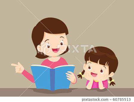 mother with son reading book