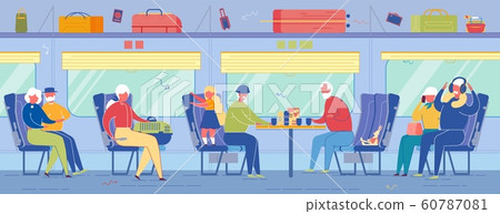 Aged Passengers Travel by Train Sitting on Seats Aged Passengers Travel by Train Sitting on Seats 60787081