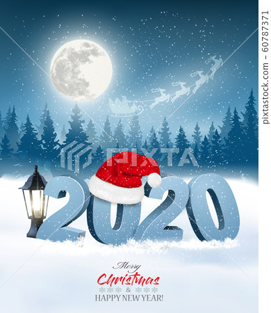 Happy New Year 2020 background with a winter - Stock Illustration ...