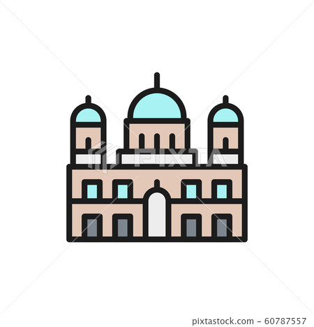 Berlin Cathedral, landmark of German flat color line icon. 60787557