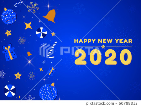 Modern happy new year art design color trend blue 60789812