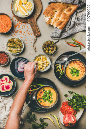 Turkish traditional yellow lentil soup Mercimek 60790002