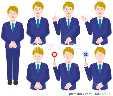 辦公室工作人員白人藍色西裝簡單圖沒有線集 60790505