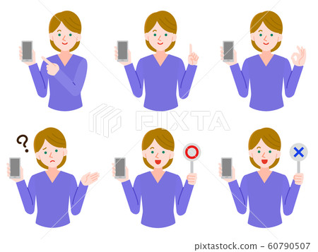 白種的女性智能手機簡單圖無線集 60790507