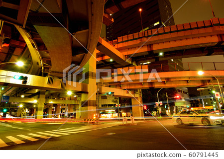 Night view of Hakozaki Junction on the Metropolitan Expressway 60791445