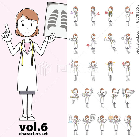Set of various poses of a female dietitian in a white coat vol.6 Set of various poses of a female dietitian in a white coat vol.6 60791553