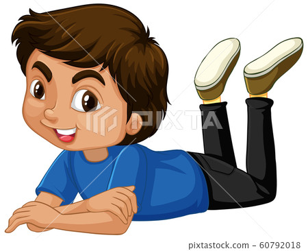Cute boy on the floor on white background Cute boy on the floor on white background 60792018