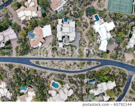 Aerial top view of upscal luxury villas, Scottsdale, Arizona 60792144
