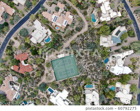 Aerial top view of upscal luxury villas, Scottsdale, Arizona 60792275