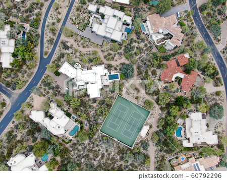Aerial top view of upscal luxury villas, Scottsdale, Arizona 60792296