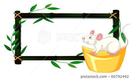 Bamboo frame with white rat on gold - Stock Illustration [60792492] - PIXTA