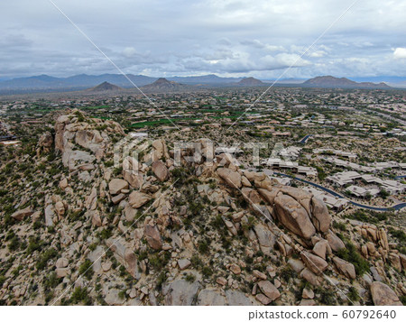 Aerial view of upscal luxury villas next the mountain, Scottsdale, Arizona Aerial view of upscal luxury villas next the mountain, Scottsdale, Arizona 60792640
