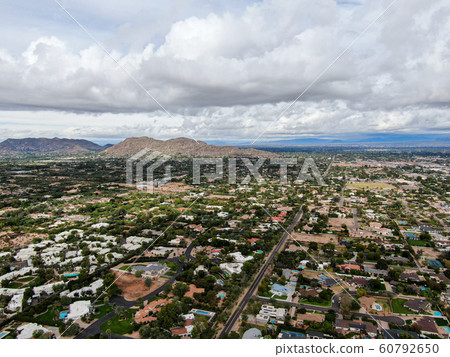 Aerial view of Scottsdale desert city in Arizona east of state capital Phoenix.  60792650