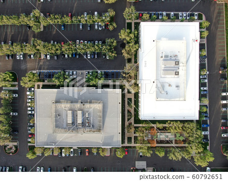 Aerial top view of offices and business building with parking Aerial top view of offices and business building with parking 60792651