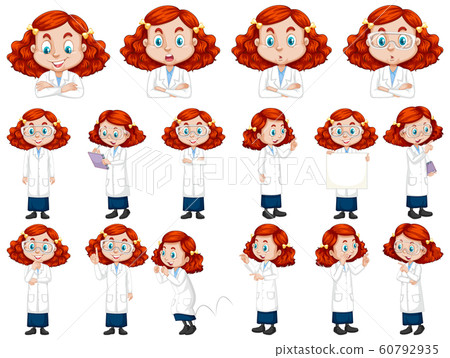Set of red hair girl in science gown Set of red hair girl in science gown 60792935