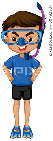 Boy with diving gears on white background Boy with diving gears on white background 60792937