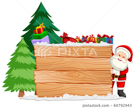 Christmas theme with Santa and wooden board 60792943