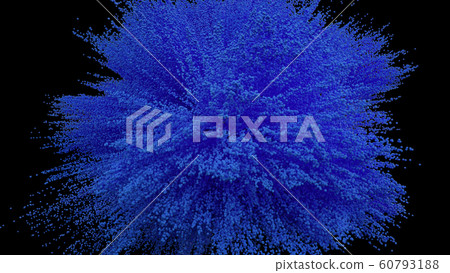Blue powder ball explosion on black background Blue powder ball explosion on black background 60793188