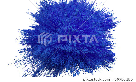 Blue powder ball explosion on white background Blue powder ball explosion on white background 60793199