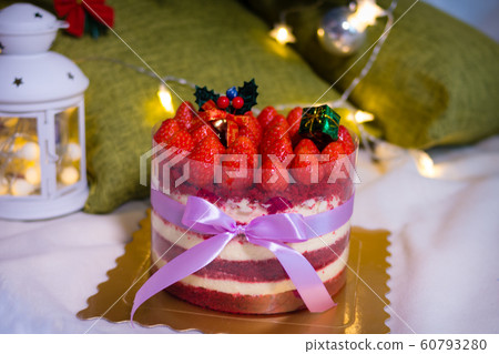 Strawberry Red Velvet Winter Chrismas New Year Cake 60793280