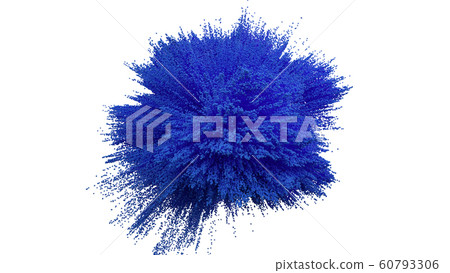 Blue powder ball explosion on white background Blue powder ball explosion on white background 60793306