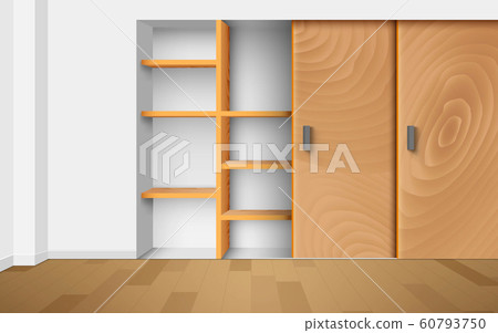 built-in wooden showcase in the room 60793750