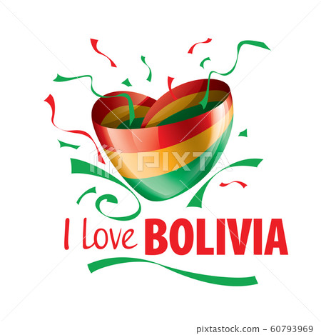 The national flag of the Bolivia and the inscription I love Bolivia. Vector illustration 60793969