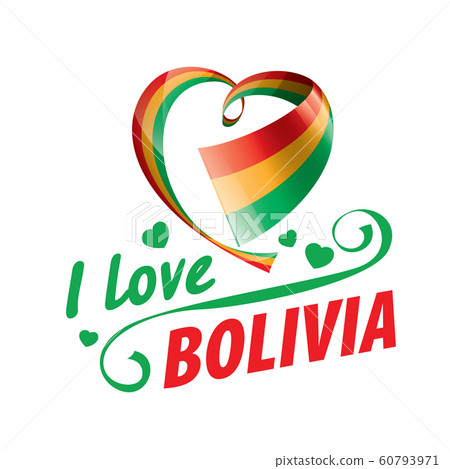 The national flag of the Bolivia and the inscription I love Bolivia. Vector illustration 60793971