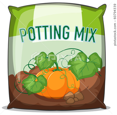 Bag of potting mix on white background 60794339