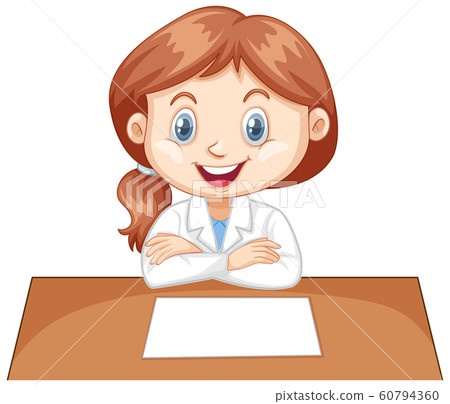 Girl in science gown on white background Girl in science gown on white background 60794360
