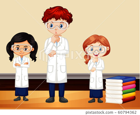 Three scientists standing in the room Three scientists standing in the room 60794362