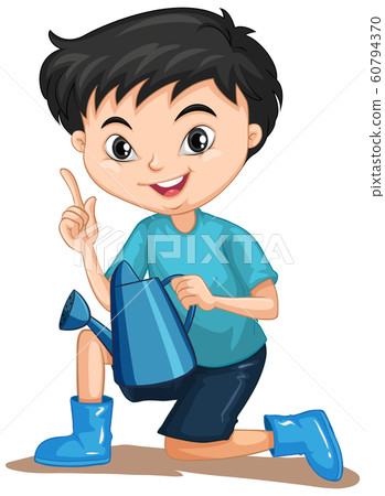 Boy with watering can on isolated background Boy with watering can on isolated background 60794370